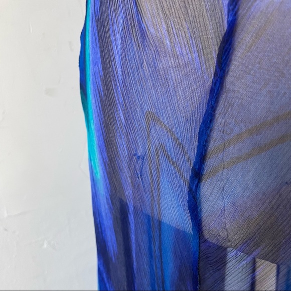 BEACH Bunny Swimwear Bikini Paradise Blue Chevron Silk Maxi Dress Coverup Size M - Picture 10 of 10